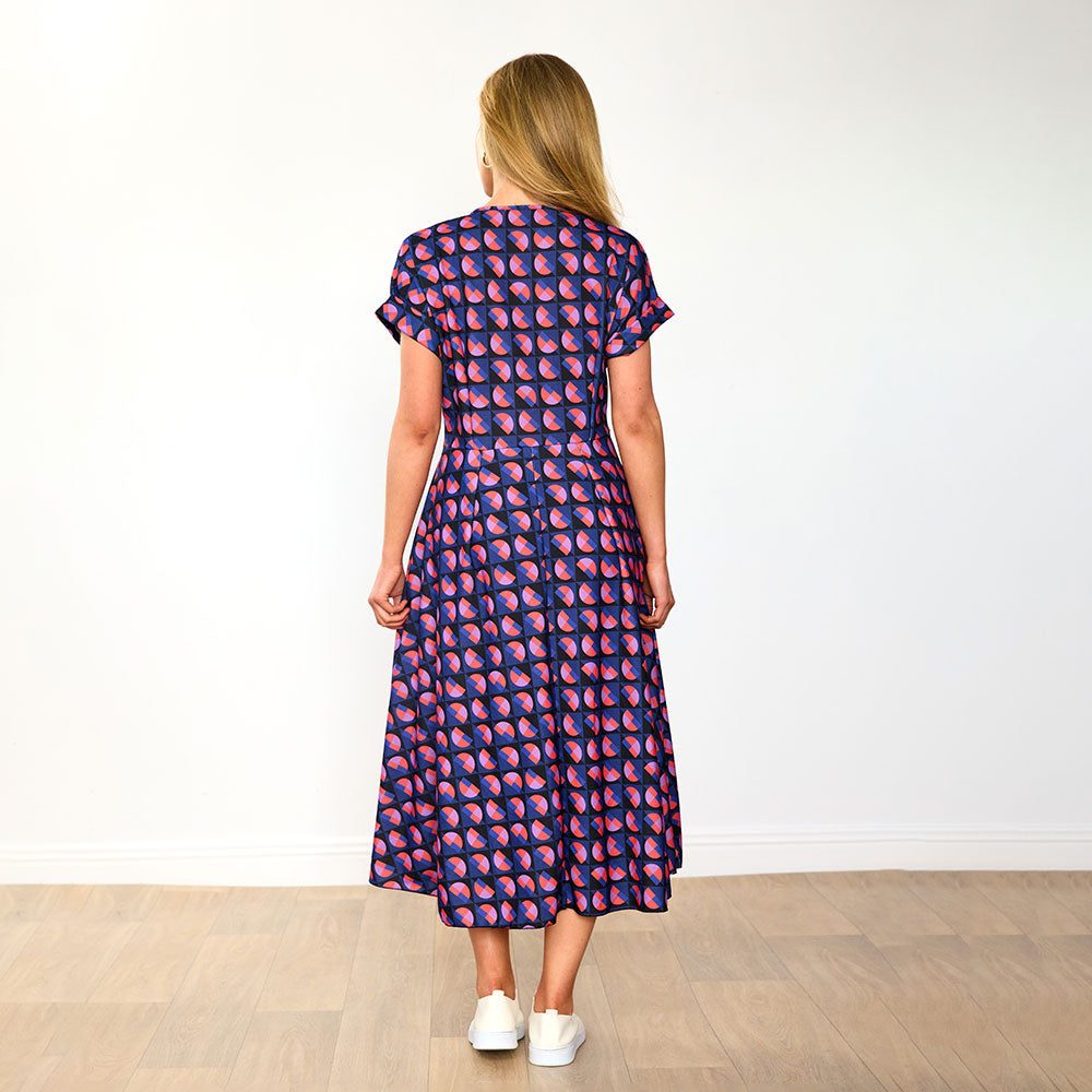 Kennedy - Flowy Navy Print Dress
