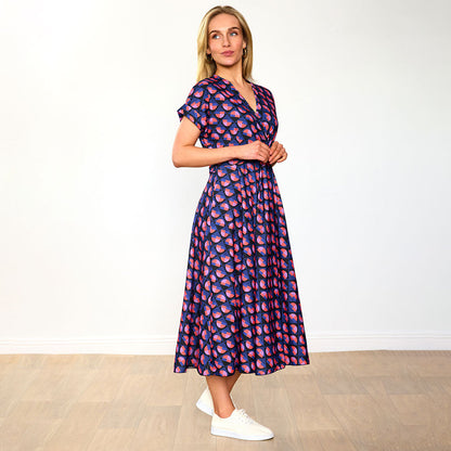Kennedy - Flowy Navy Print Dress