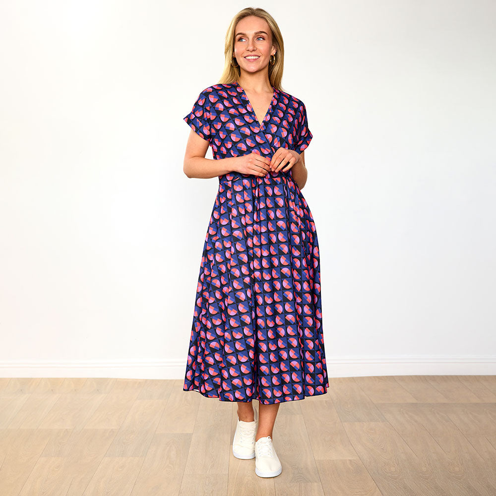 Kennedy - Flowy Navy Print Dress