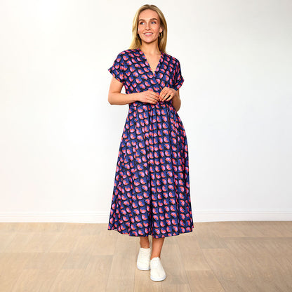 Kennedy - Flowy Navy Print Dress