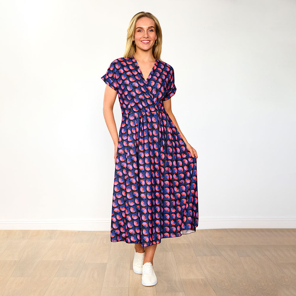 Kennedy - Flowy Navy Print Dress