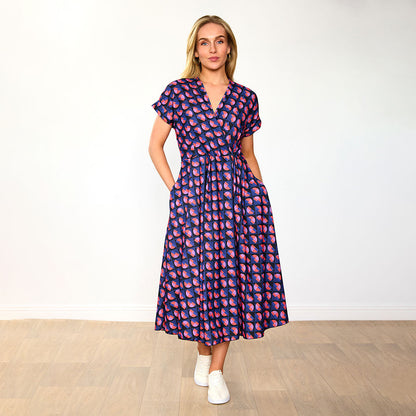 Kennedy - Flowy Navy Print Dress