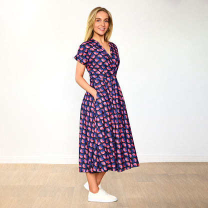 Kennedy - Flowy Navy Print Dress
