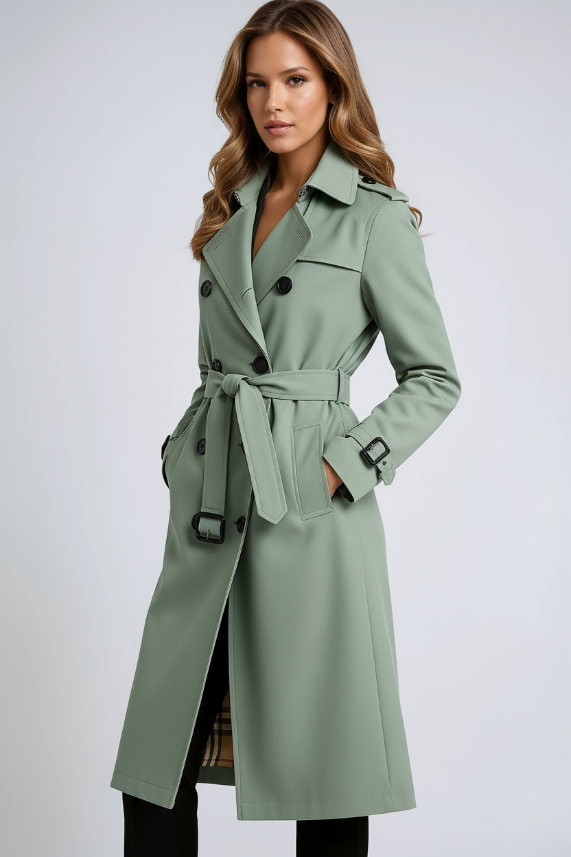 Clara | Stylish Double-Breasted Trench Coat with Belt