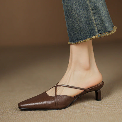 Gloria Genuine Leather Mules