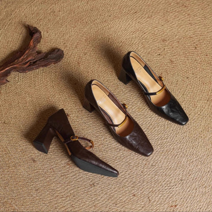 Maela Genuine Leather Heels