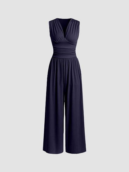 CHARITY | Textured Chic Sleeveless Wide-Leg Jumpsuit