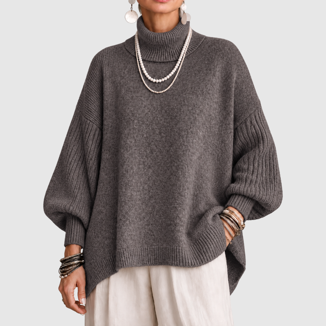 Lucienne | Oversized Turtleneck Sweater with Ribbed Sleeves for Women