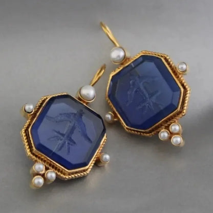 Pearl Geometric Drop Earrings