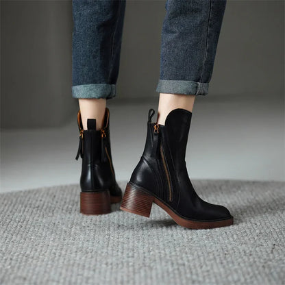 Gloria | Chic Leather Ankle Boots for Effortless Style
