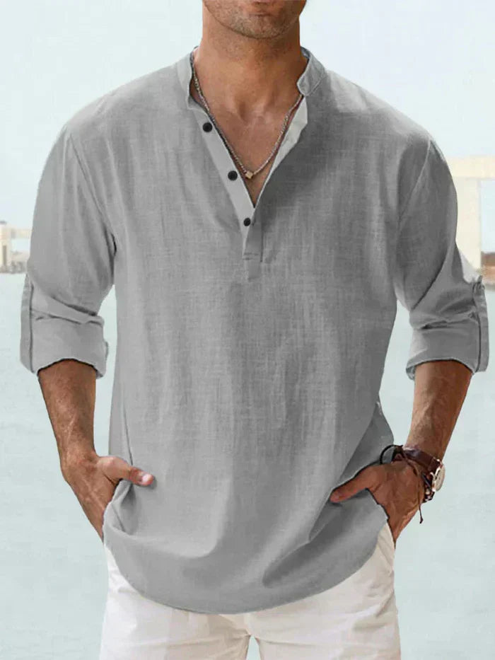 Joshua | Long Sleeve Cotton-Linen Shirt