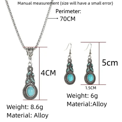 Elegant  Turquoise Necklace and Earrings Set