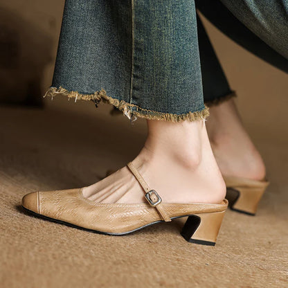 Becky Genuine Leather Mules