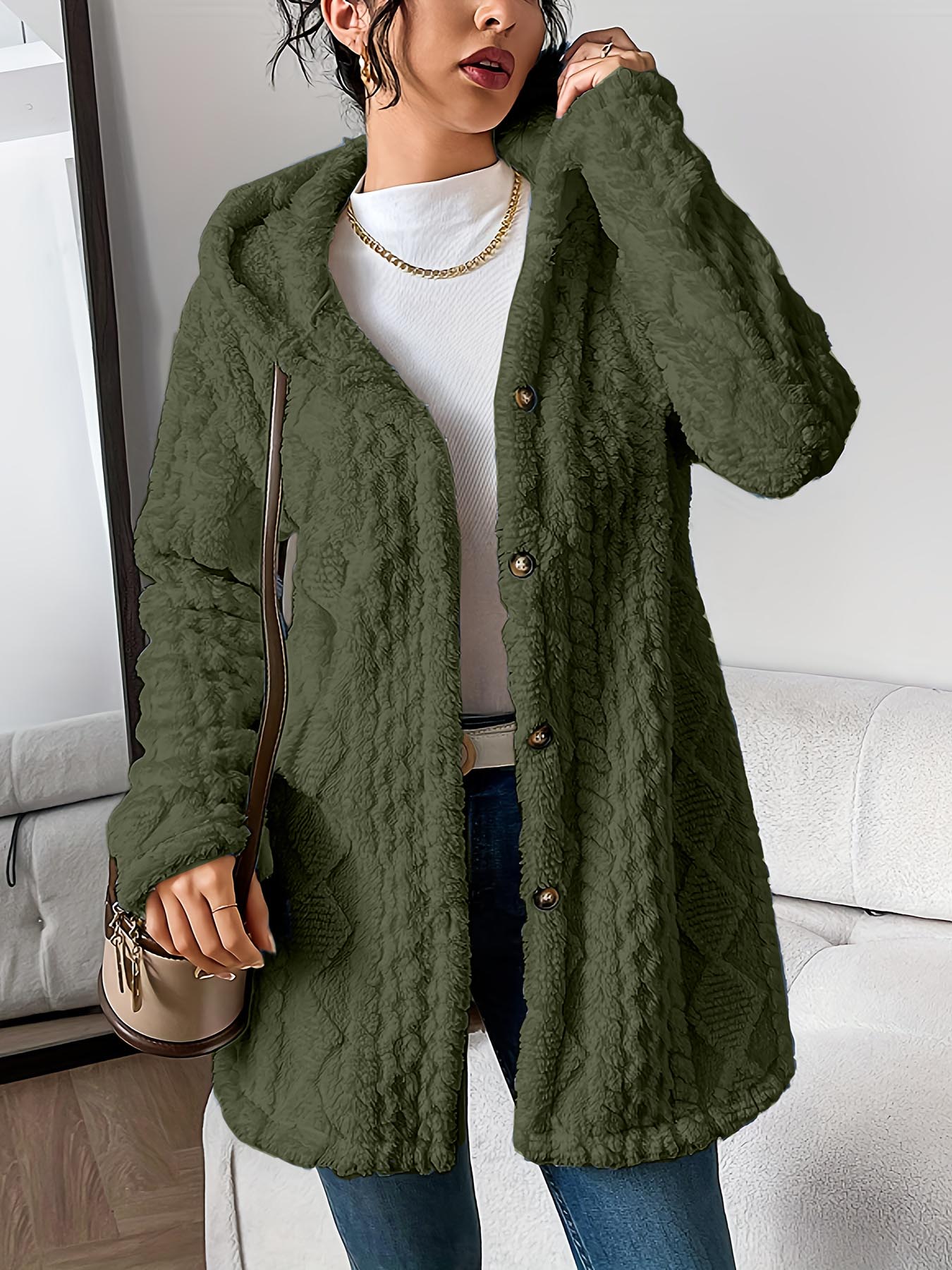 Alice - Fuzzy Fleece Button Down Cardigan