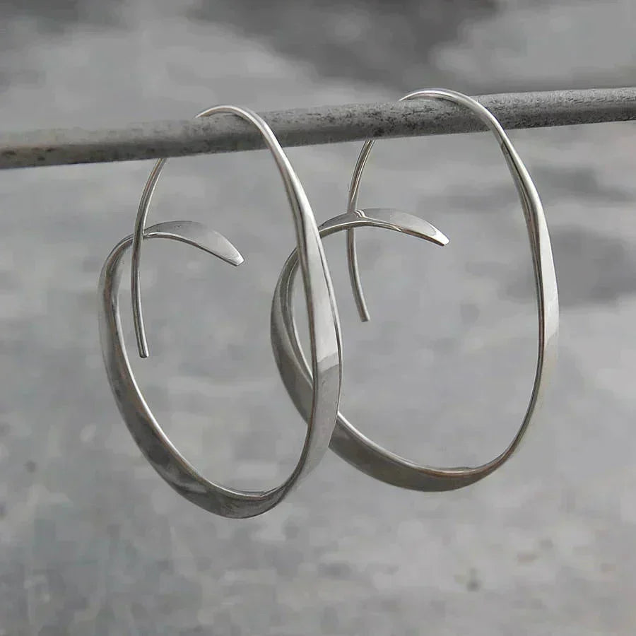 Silver Spiral Hoops