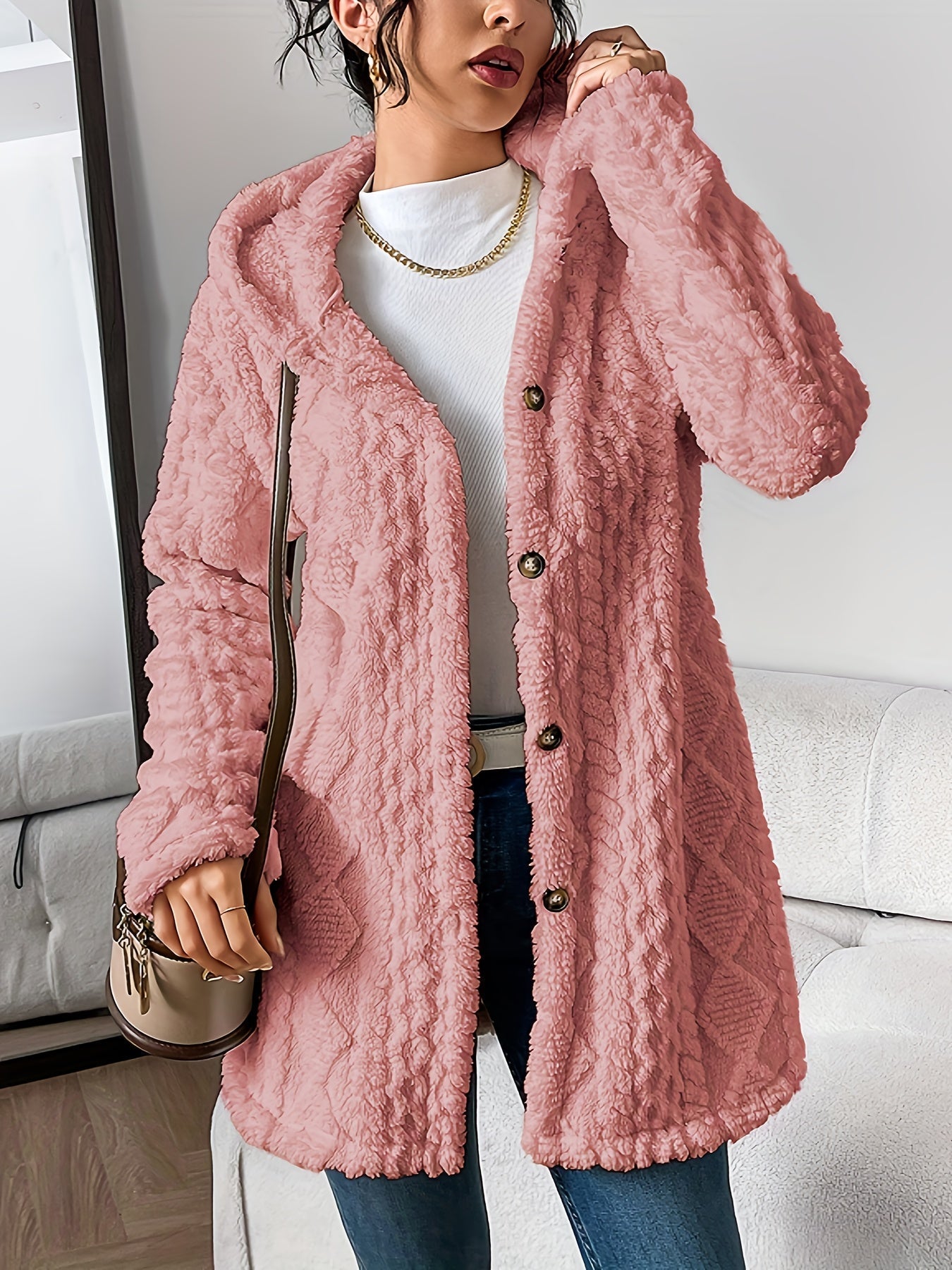 Alice - Fuzzy Fleece Button Down Cardigan