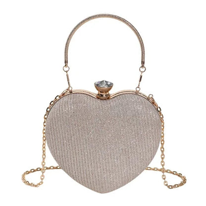 Glossy Heart-Shaped Metal Purse