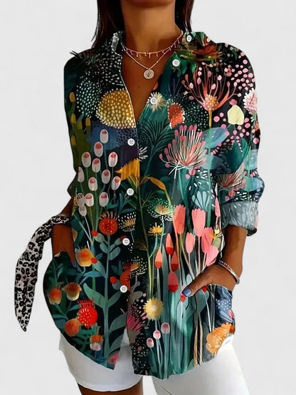 Holly - Vibrant Artistic Button-Up Blouse