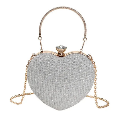 Glossy Heart-Shaped Metal Purse
