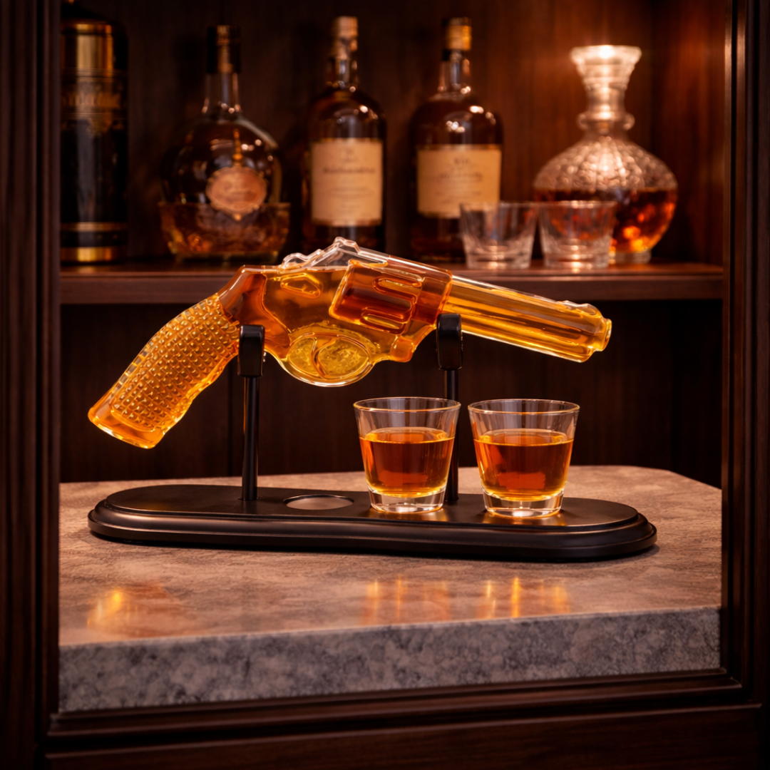Whiskey Bottle – Revolver Set Edition with Glasses