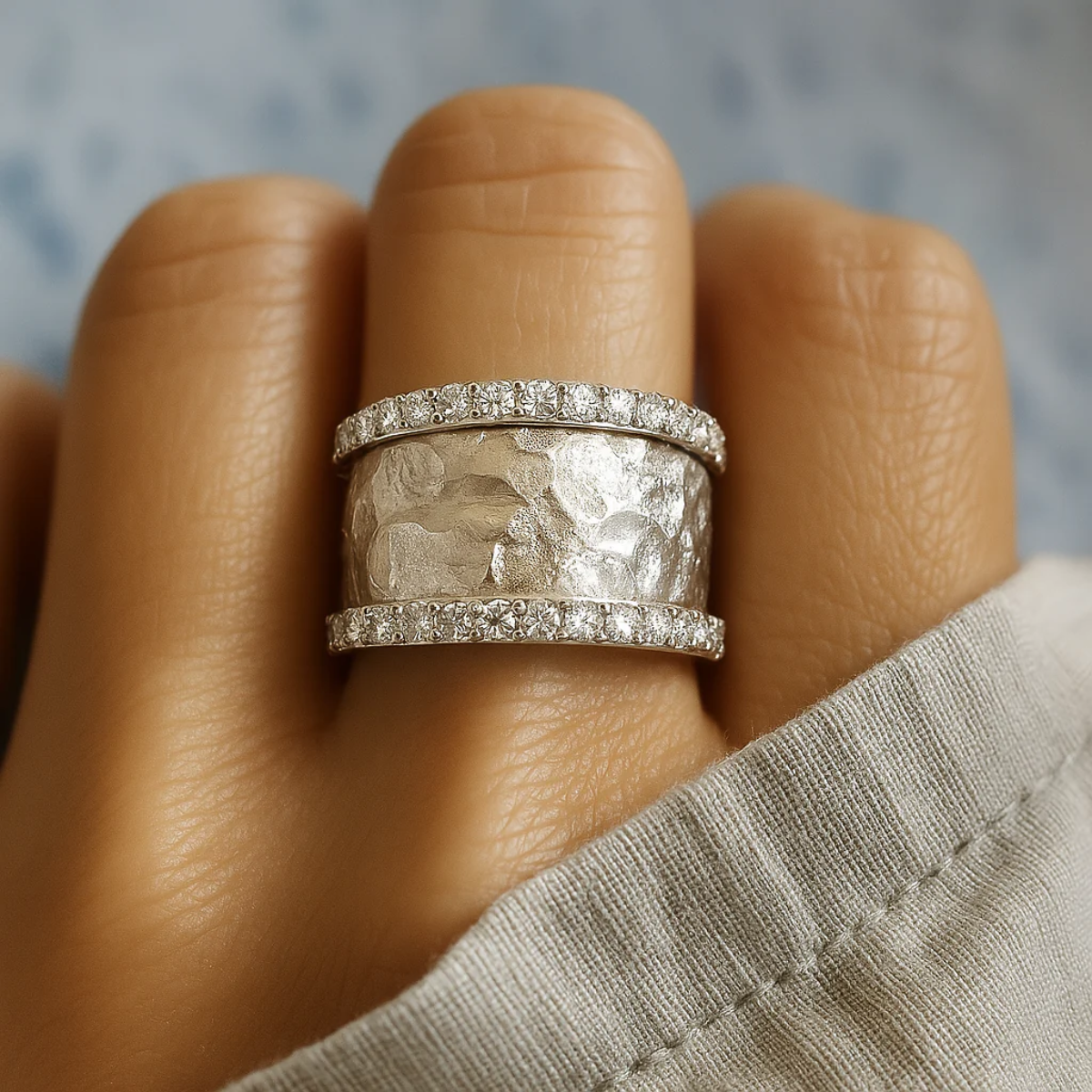 Hammered Silver Statement Ring
