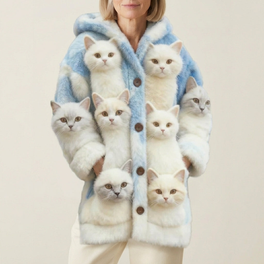 Paige - Multi-Cat Print Wool Vest