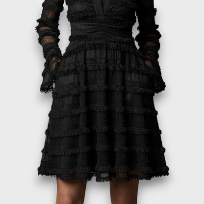 Noelle | Sheer Fringe Midi Dress