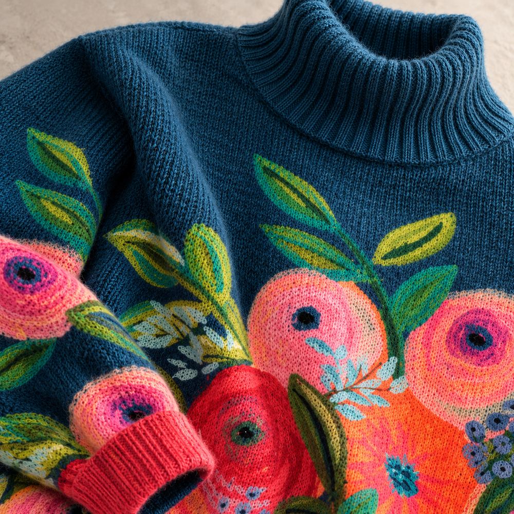Alice | Floral Embroidered Turtleneck Sweater for Women