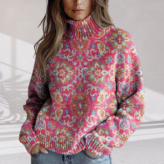 Donna | Floral Knit Turtleneck