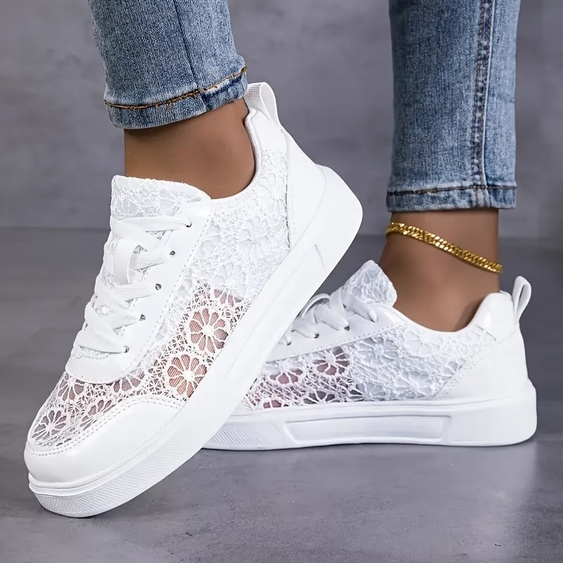 Breathable Lace Floral Comfort Sneakers