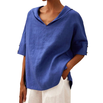 LOLA - Timeless Linen V-Neck Blouse