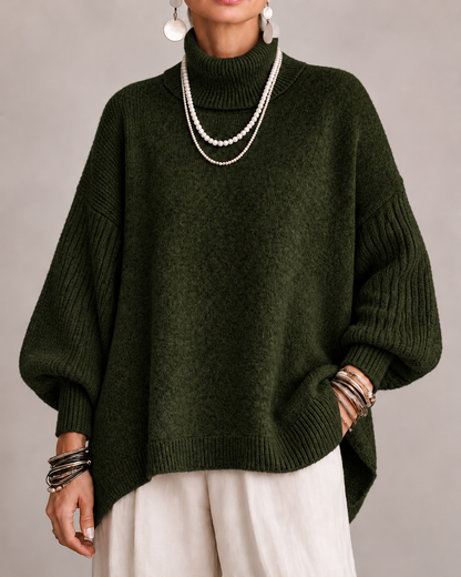 Lucienne | Oversized Turtleneck Sweater with Ribbed Sleeves for Women