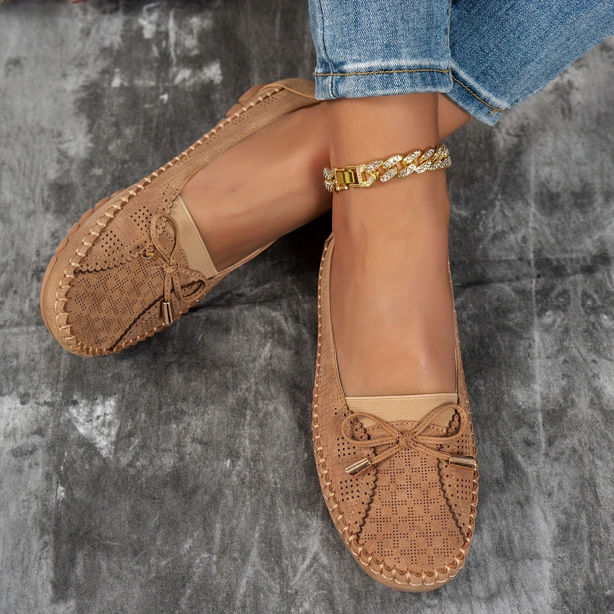 Sabina Bow-Embellished Soft Moccasins