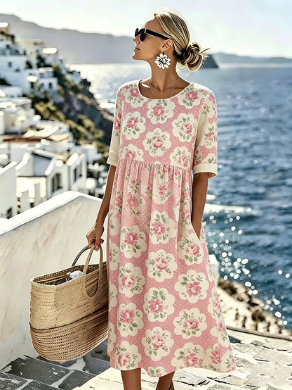 Rosalie™ | Vintage Midi Dress Garden of Roses