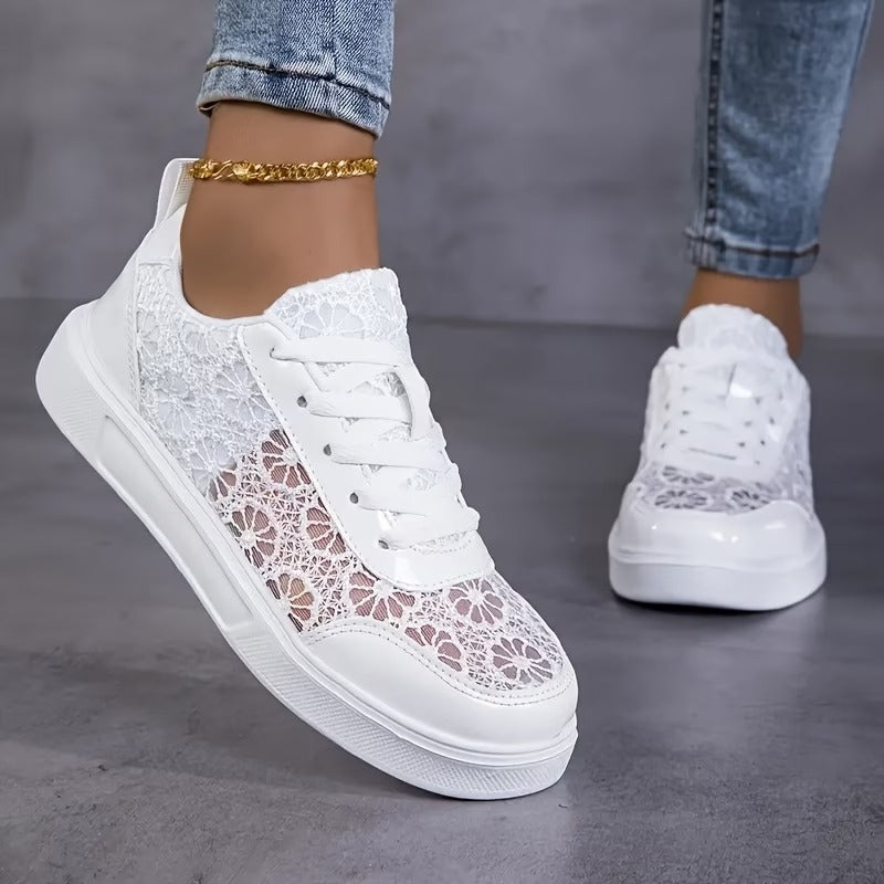 Breathable Lace Floral Comfort Sneakers