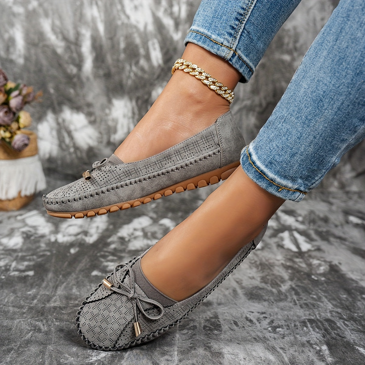 Sabina Bow-Embellished Soft Moccasins