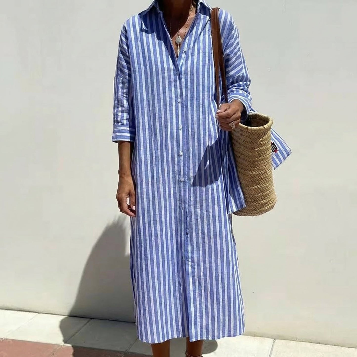 Skylar | Striped Dress with Shirt Design