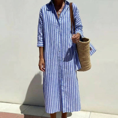 Skylar | Striped Dress with Shirt Design