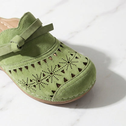 Patricia - Bow Hollow Out Flat Mules