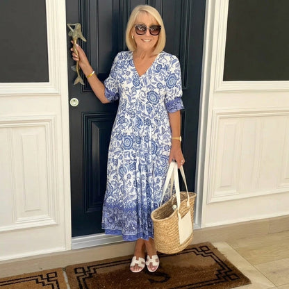 Ellie | Elegant V-Neck Floral Gown