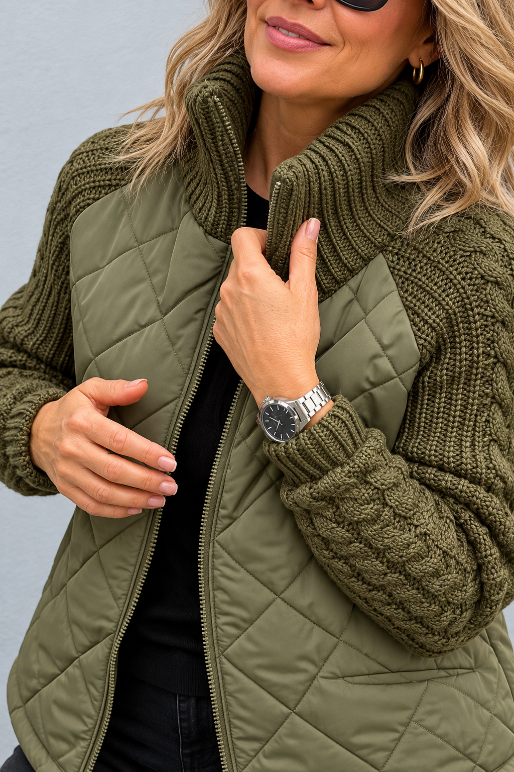 Maren | Quilted Cable-Sleeve Jacket for Women