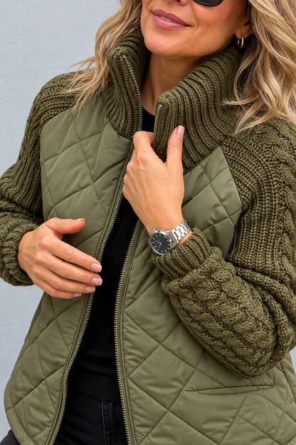 Maren | Quilted Cable-Sleeve Jacket for Women