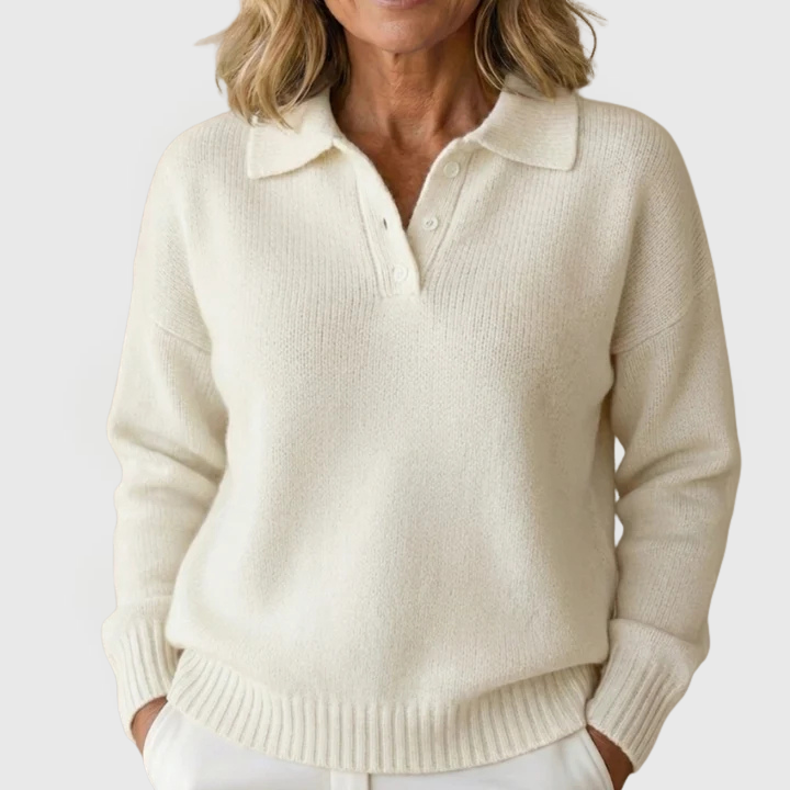 Madeline | Button-Collar Knit Pullover