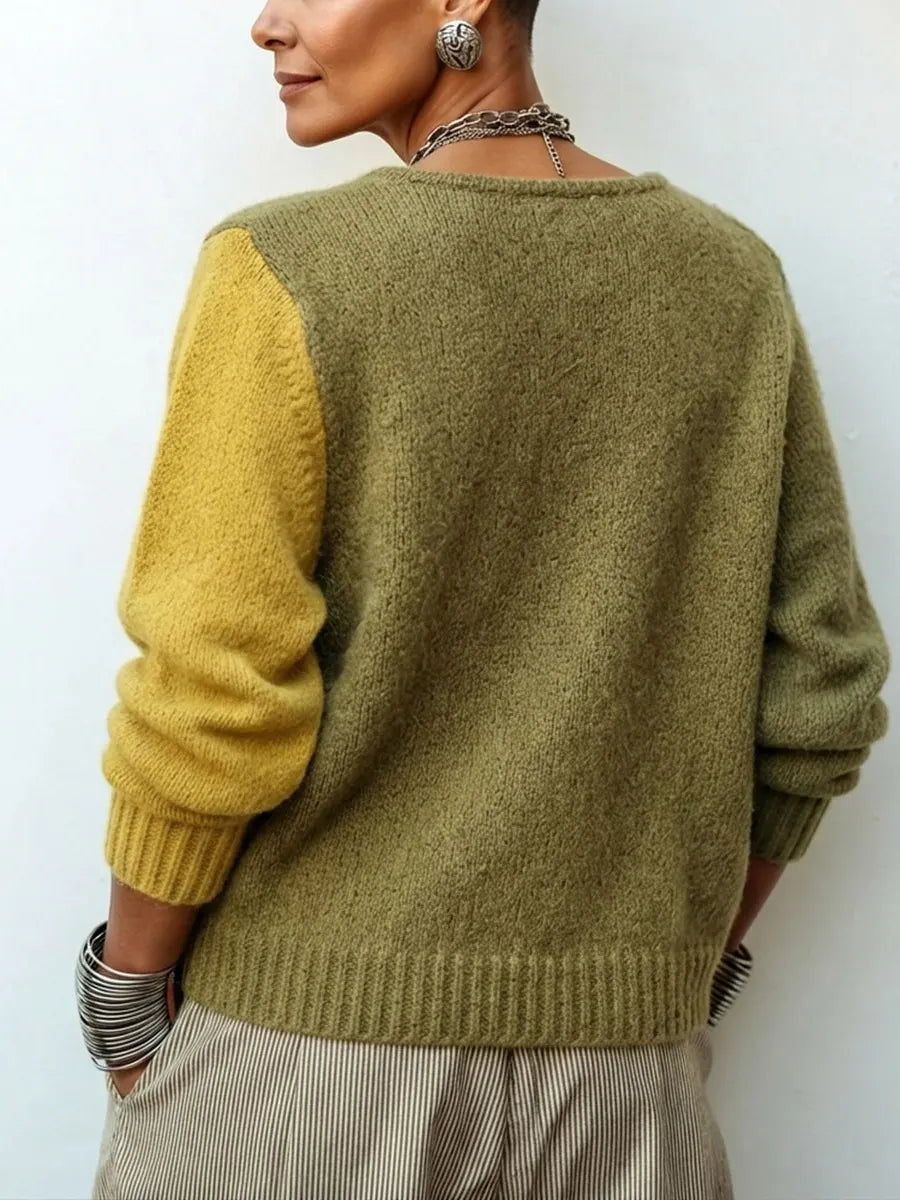 Giulia | Asymmetric Colour-Block Knit Sweater for Women