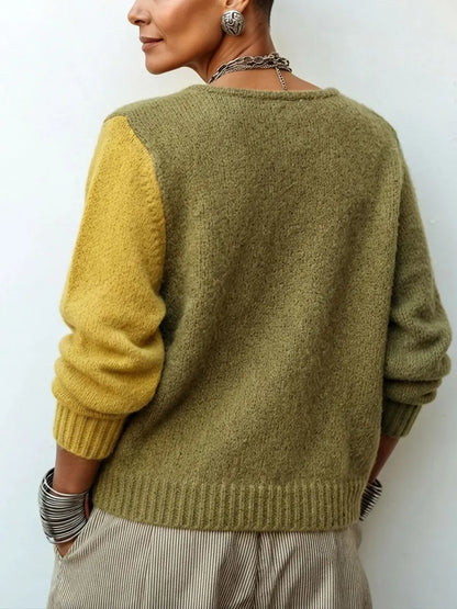 Giulia | Asymmetric Colour-Block Knit Sweater for Women