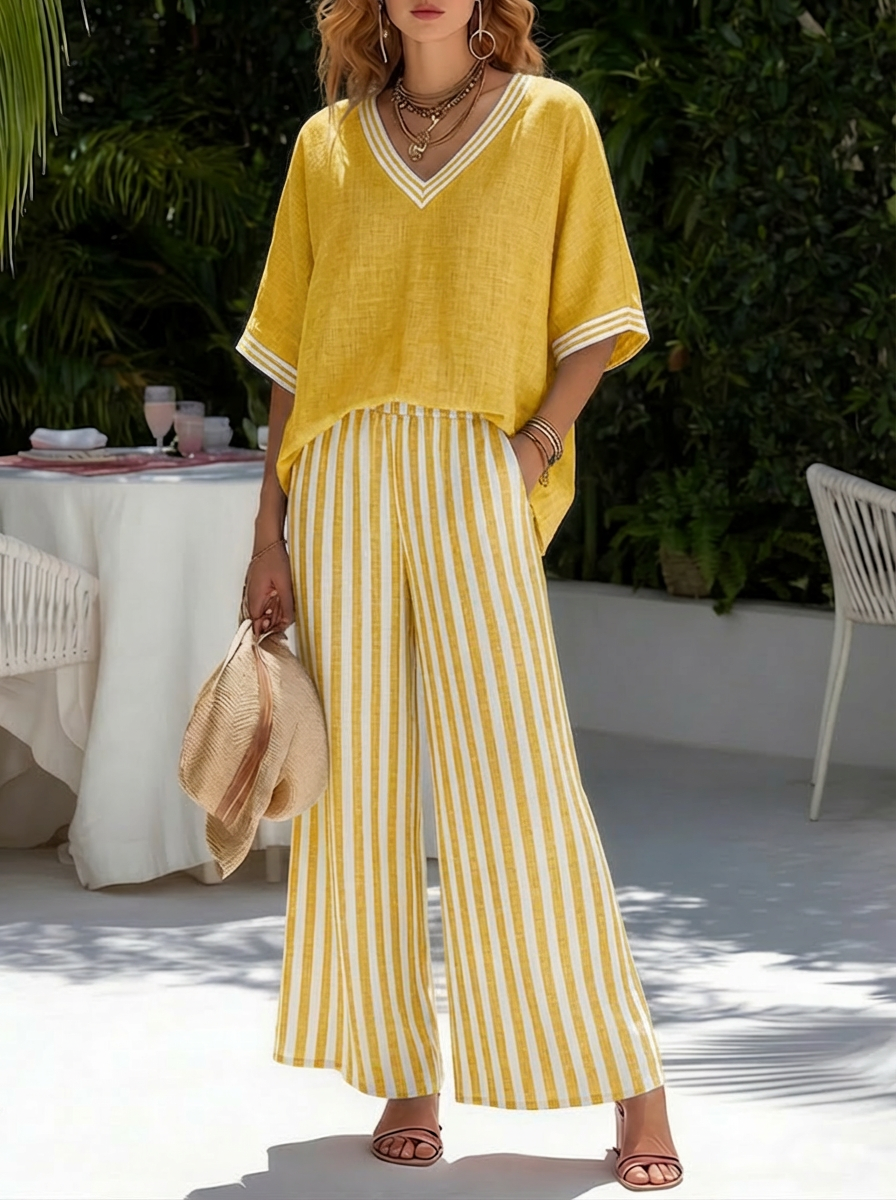 Francesca - Striped Linen Two Piece