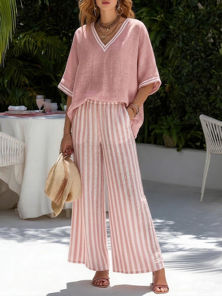 Francesca - Striped Linen Two Piece