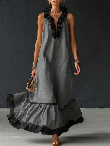 Nathalie | long dress with ruffles