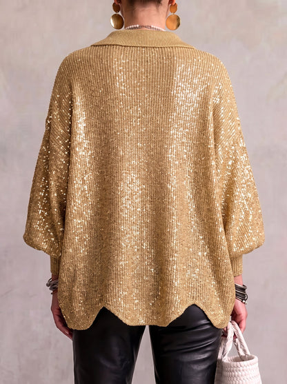 Isadora | Oversized Collared Cardigan With Large Metal Buttons