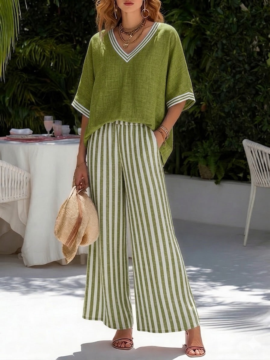 Francesca - Striped Linen Two Piece